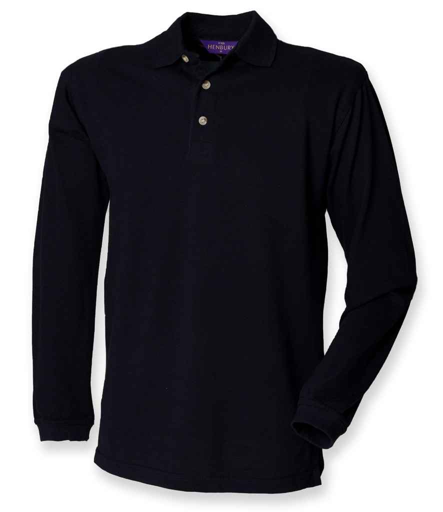 Henbury Long Sleeve Cotton Piqué Polo Shirt