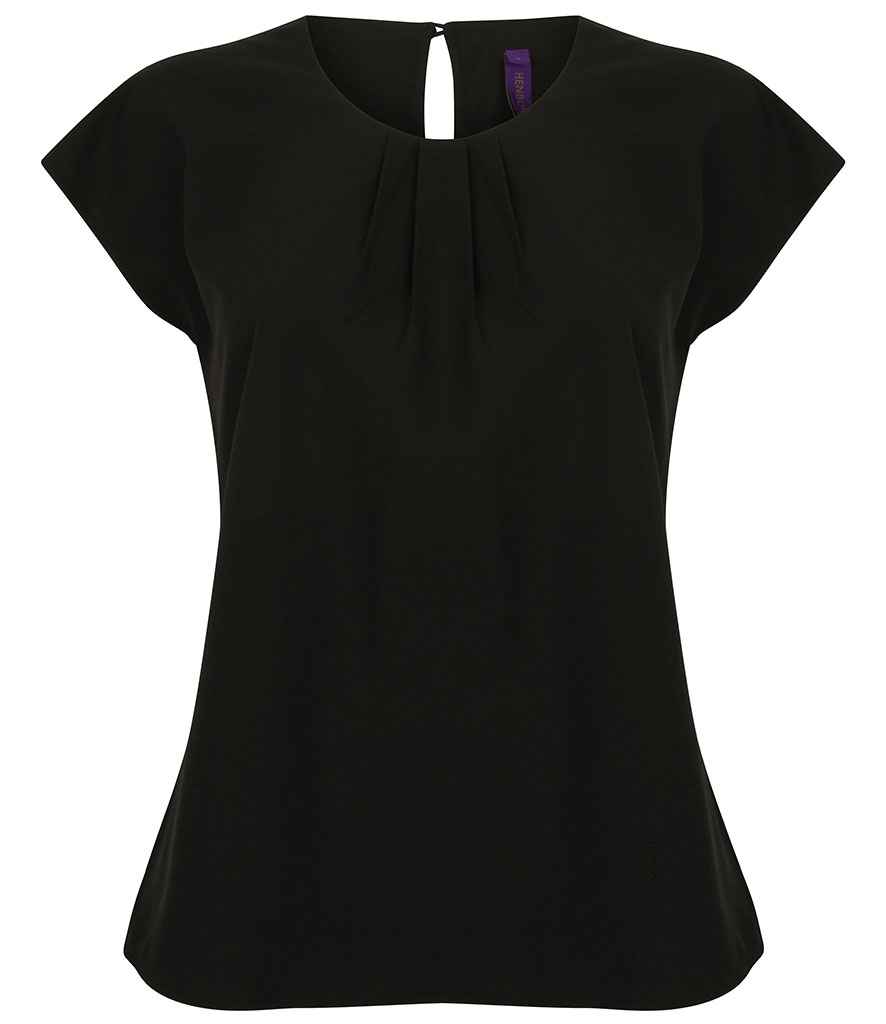 Henbury Ladies Pleat Front Short Sleeve Blouse