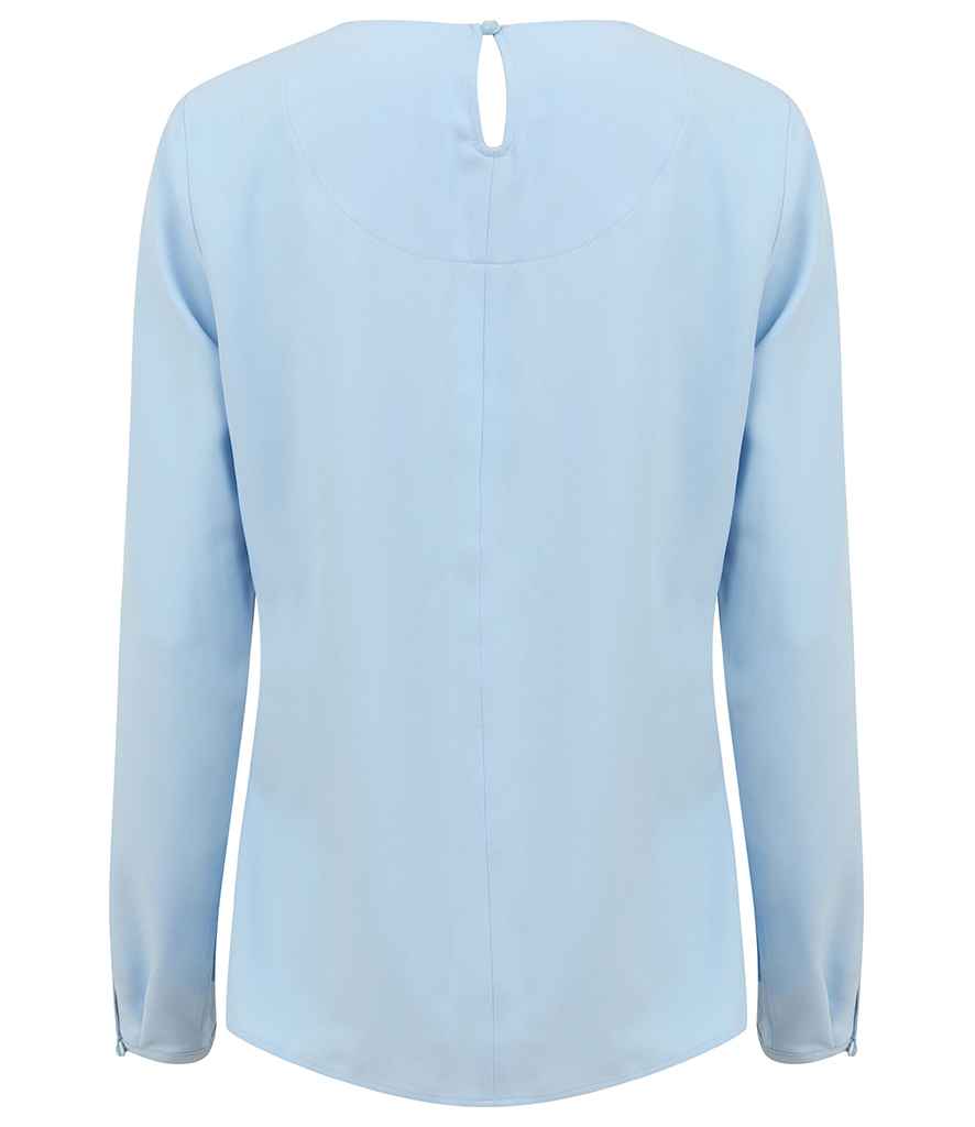 Henbury Ladies Pleat Front Long Sleeve Blouse