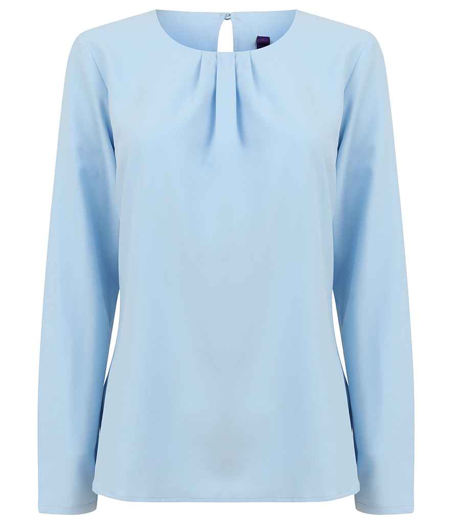 Henbury Ladies Pleat Front Long Sleeve Blouse