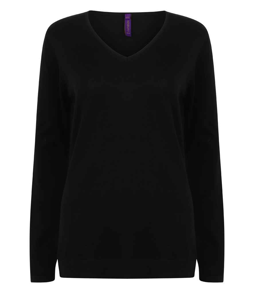 Henbury Ladies Lightweight Cotton Acrylic V Neck Sweater