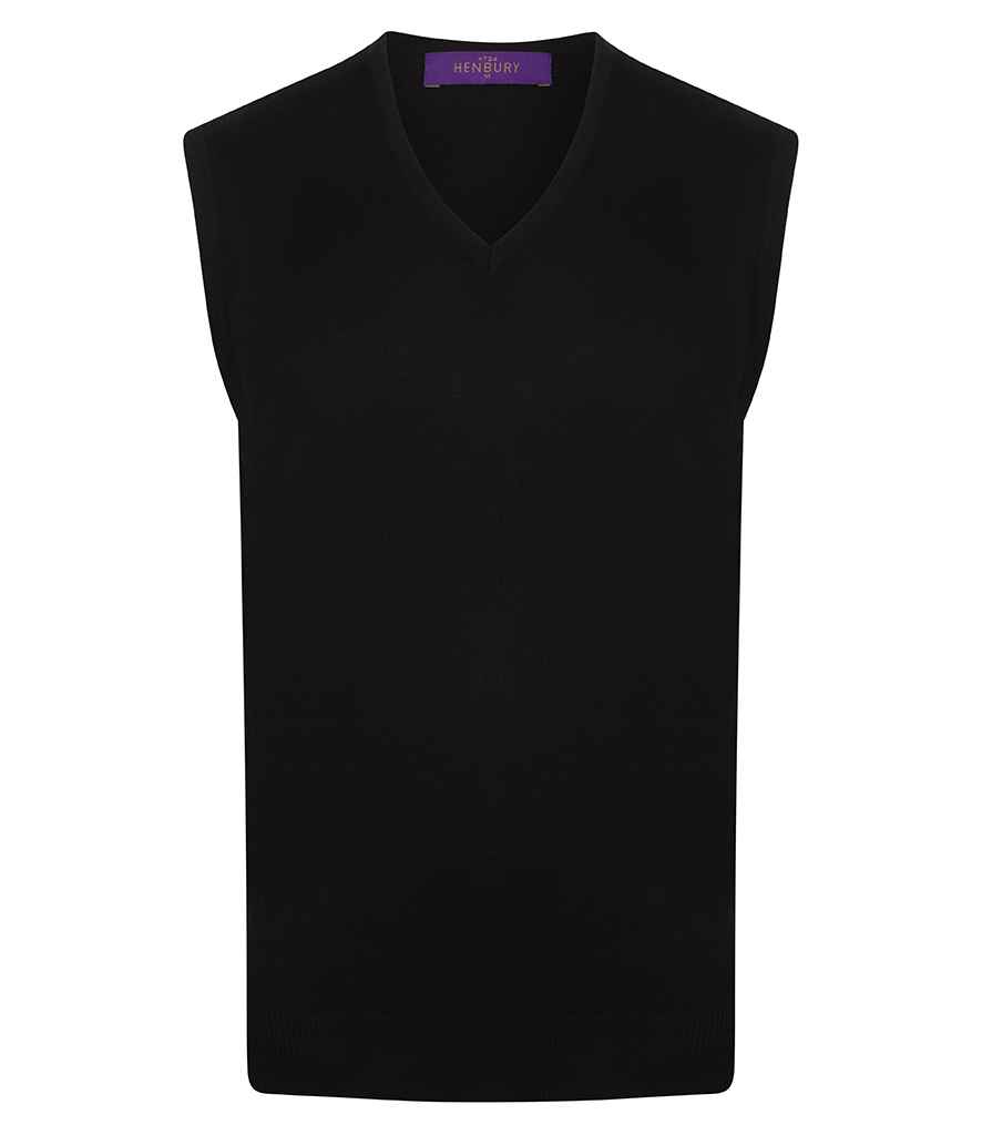 Henbury Lightweight Sleeveless Cotton Acrylic V Neck Sweater