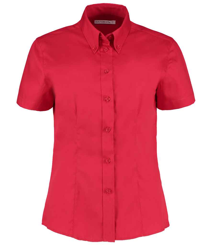 Kustom Kit Ladies Premium Short Sleeve Tailored Oxford Shirt