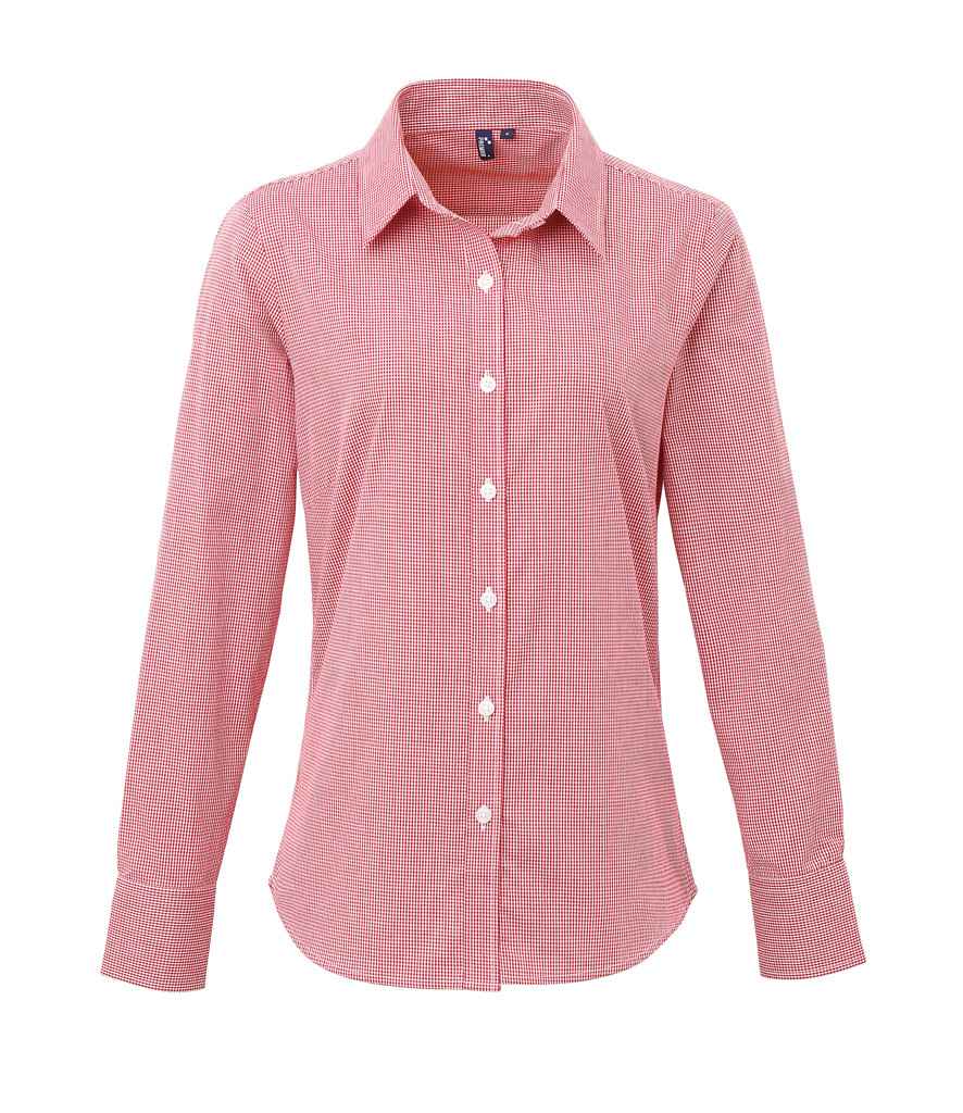 Premier Ladies Gingham Long Sleeve Shirt