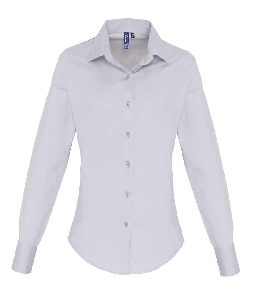 Premier Ladies Long Sleeve Stretch Fit Poplin Shirt