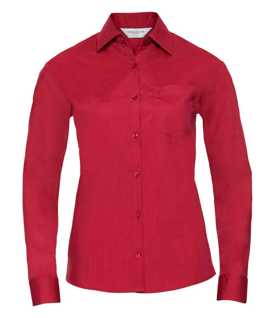 Russell Collection Ladies Long Sleeve Easy Care Poplin Shirt