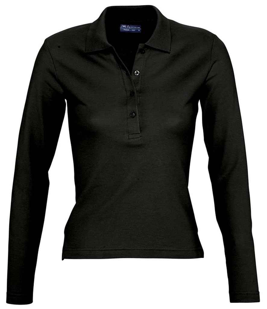 SOL'S Ladies Podium Long Sleeve Cotton Piqué Polo Shirt